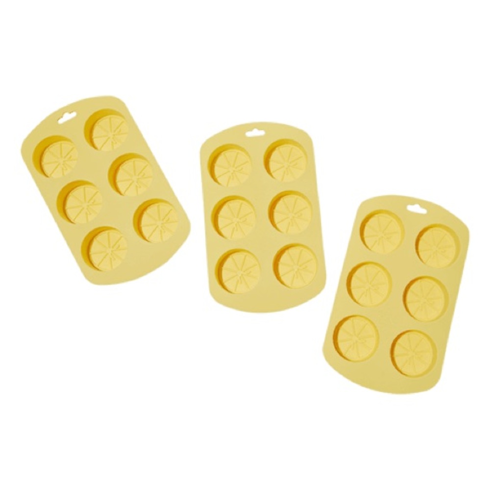 Chic and Tonic Set of 3 Fruit Shaped Ice Cube Trays Silicone Orange Slices
